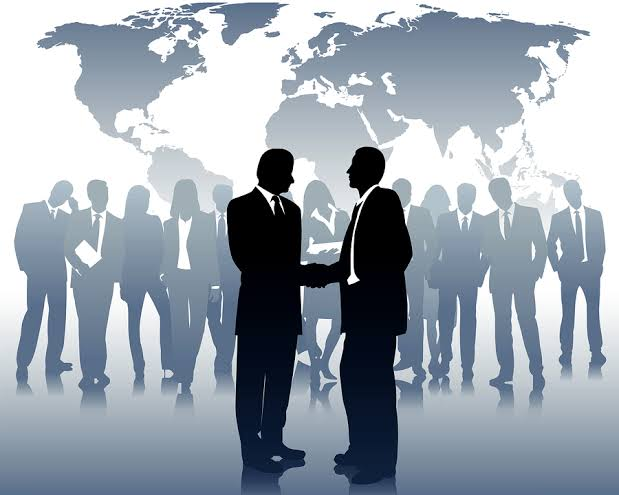 Global business partnership and people illustration